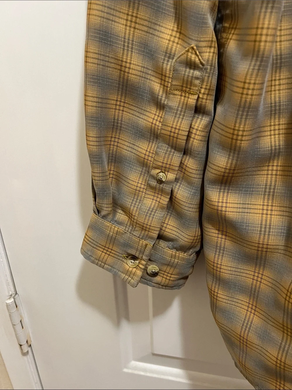 The North Face Mustard and Gray Plaid Button-Up Shirt